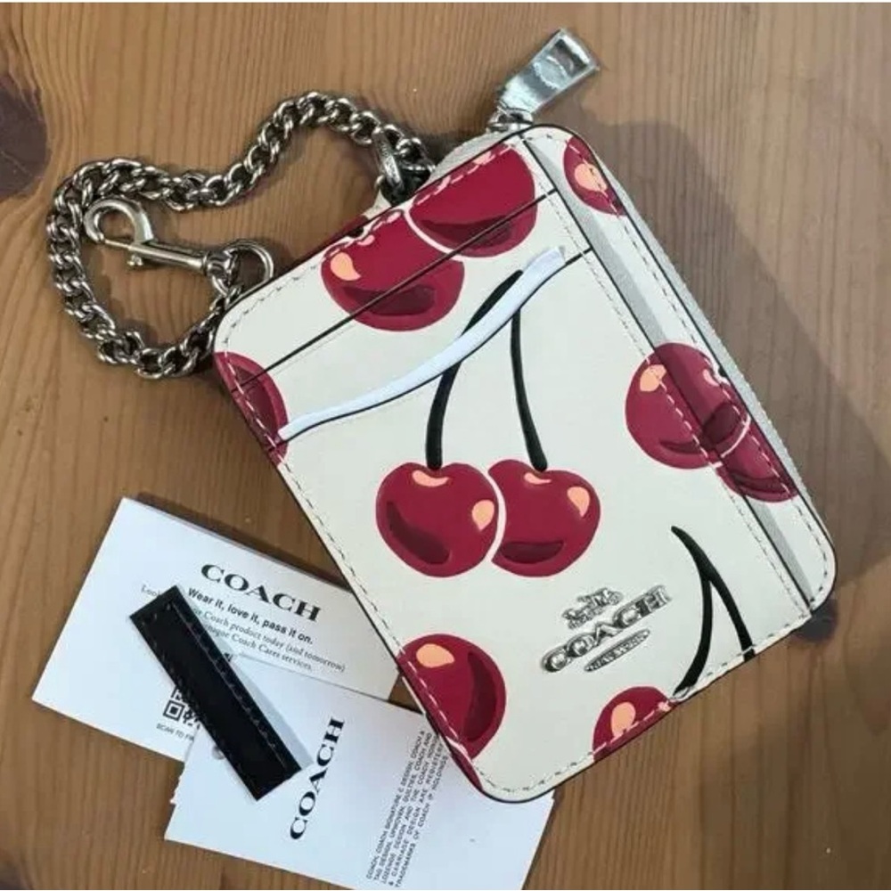 Coach Cherry Print zip up wallet NWT